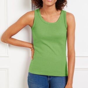 NWT Talbots Vibrant Green Ribbed Tank Top XL
